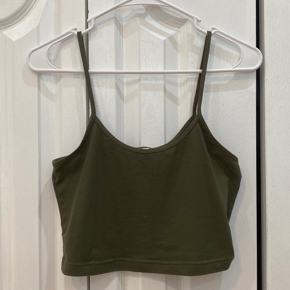Olive green BP cropped tank top.
